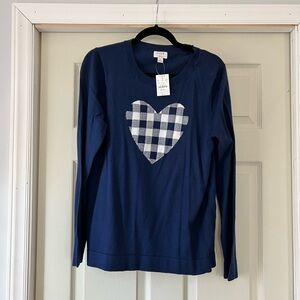 NWT Navy Blue Heart Sweater